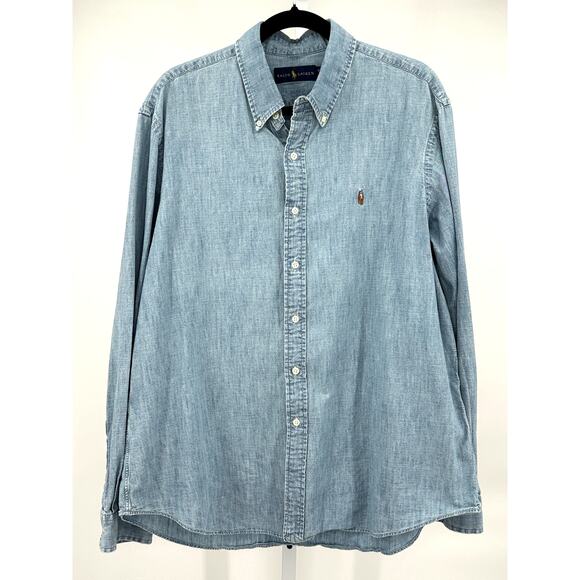 Polo Ralph Lauren Indigo Chambray Shirt XL - Picture 3 of 7
